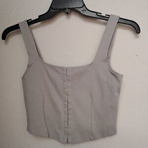 DIVIDED -S-velvet-CROP TOP DIVIDE H & M GRAY BUSTIERS CLIP FRONT-velvet